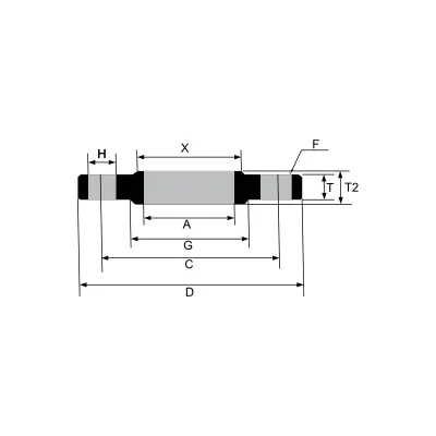 Dimension of Flange Slip On ANSI150P